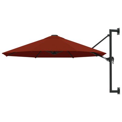 vidaXL Montuojamas skėtis su metaliniu stulpu, terakota, 300cm
