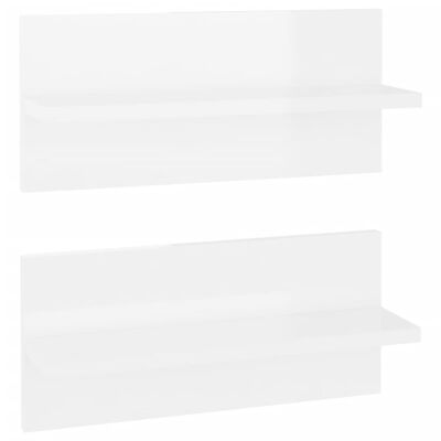 vidaXL Sieninės lentynos, 2vnt., baltos, 40x11,5x18cm, blizgios