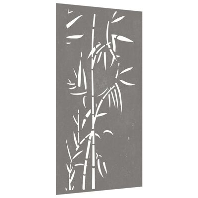 vidaXL Sodo sienos dekoracija, 105x55cm, corten plienas, bambukas