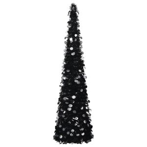vidaXL I&scaron;skleidžiama dirbtinė Kalėdų eglutė, juoda, 180cm, PET