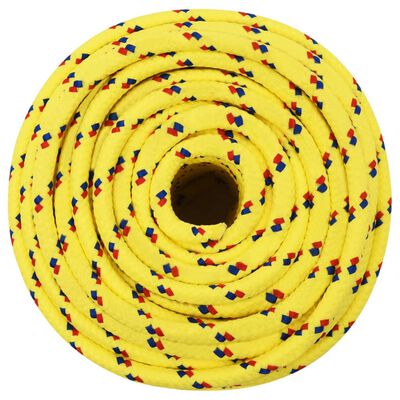 vidaXL Valties virvė, geltonos spalvos, 12mm, 100m, polipropilenas