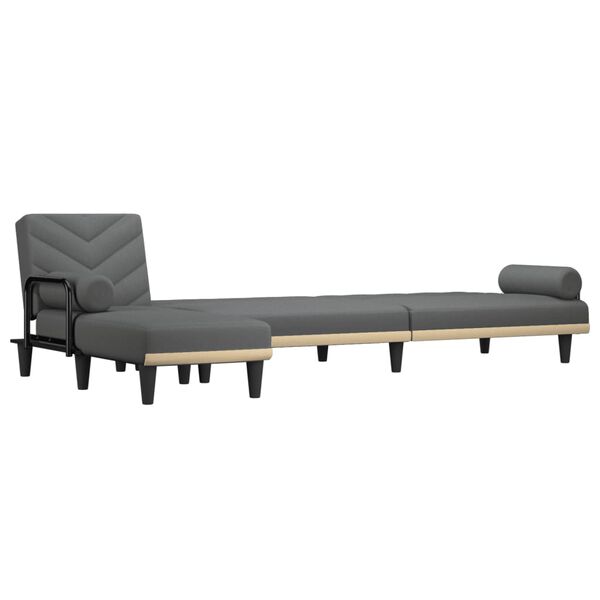 vidaXL L formos sofa-lova, tamsiai pilka, 260x140x70cm, audinys