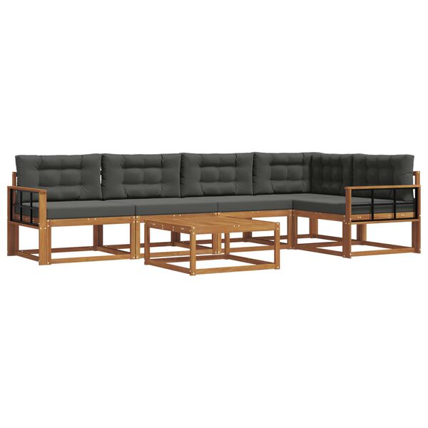 vidaXL Lauko sofos komplektas su pagalve 6 pcs Natūralus ir antracitas