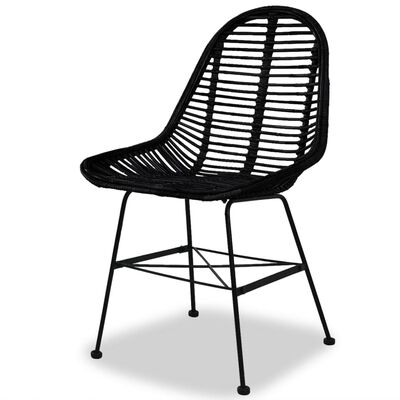 vidaXL Valgomojo kėdės, 4vnt., juodos, natūralus ratanas
