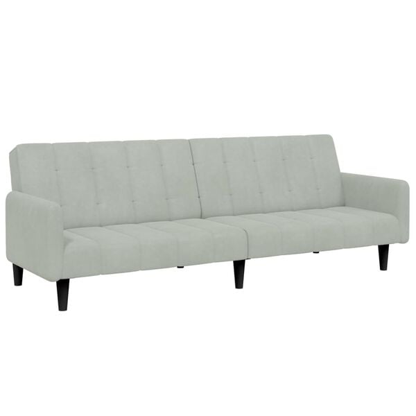 vidaXL Dvivietė sofa-lova su pakoja, šviesiai pilkos spalvos, aksomas