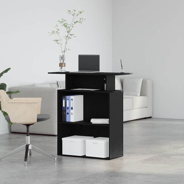 vidaXL Registratūros stalas, juodas, 100x40x104 cm, inžinerinė mediena