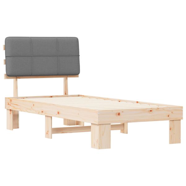 vidaXL Lovo rėmas su apmu&scaron;tu galvūgaliu &Scaron;viesiai pilka 75 x 190 cm