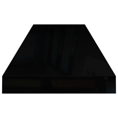 vidaXL Pakabinama sieninė lentyna, juoda, 80x23,5x3,8cm, MDF, blizgi
