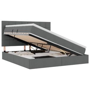 vidaXL Lova su daiktų laikymo vieta ir LED Tamsiai pilka 160 x 200 cm