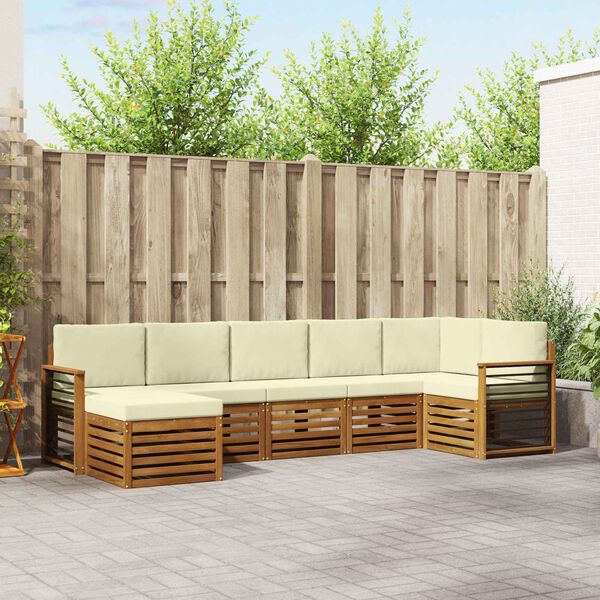 vidaXL Sekcijos sofų komplektas 7 pcs Natūralus ir grietinėlė