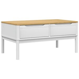vidaXL Kavos staliukas FLORO, baltas, 99x55,5x45cm, pu&scaron;ies masyvas