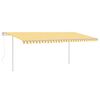 vidaXL Automatinė markizė su LED/vėjo jutikliu, geltona/balta, 5x3m