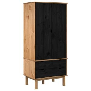 vidaXL Spinta OTTA Juoda 76,5 x 53 x 172 cm Pu&scaron;ies medienos masyvas