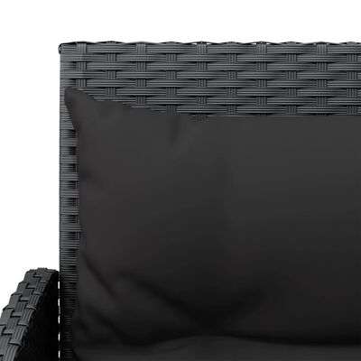 vidaXL Sofos komplektas su pagalvėlėmis, 2 dalių, juodas, poliratanas