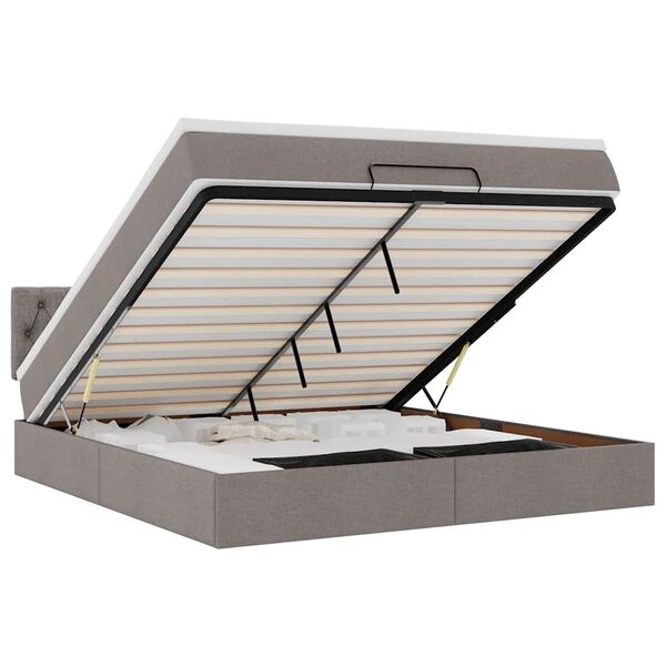 vidaXL Osmanų lova su čiužiniu Taupe 180x200cm audiniu