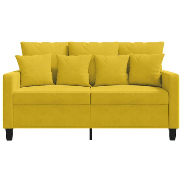 vidaXL Dvivietė sofa, geltonos spalvos, 120cm, aksomas