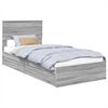 vidaXL Saugos lova Pilkas Sonoma 75 x 190 cm Apdirbta mediena