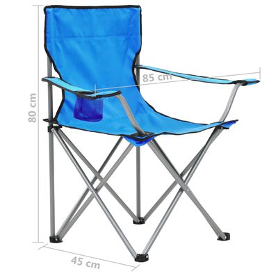 vidaXL Stovyklavimui skirtas stalo ir kėdžių kompl., 3 d., mėlynas