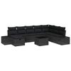 vidaXL Sodo Sofų Rinkinys su pagalve 9 pcs Juoda poliratanas