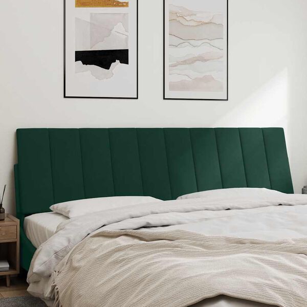 vidaXL Galvūgalio pagalvėlė, Hanko, tamsiai žalios spalvos, 180cm, aksomas
