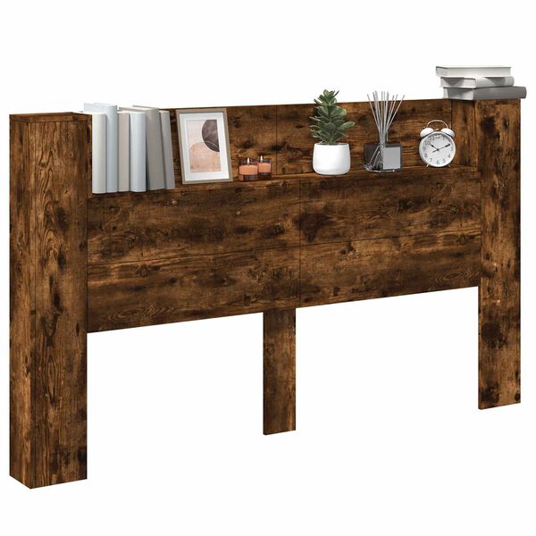 vidaXL Galvūgalio spinta su LED Rūkytas Ąžuolas 180 x 16,5 x 103,5 cm