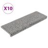 vidaXL Laiptų kilimėliai, 10 vnt., pilki, 65x21x4 cm, stačiakampiai kra&scaron;tai