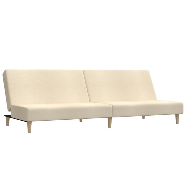 vidaXL Dvivietė sofa-lova, kreminės spalvos, audinys