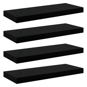 vidaXL Pakabinamos lentynos, 4vnt., juodos, 60x23,5x3,8cm, MDF