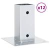 vidaXL Stulpų pagrindai kvadratiniai, 12vnt., sidabriniai, 61x61mm