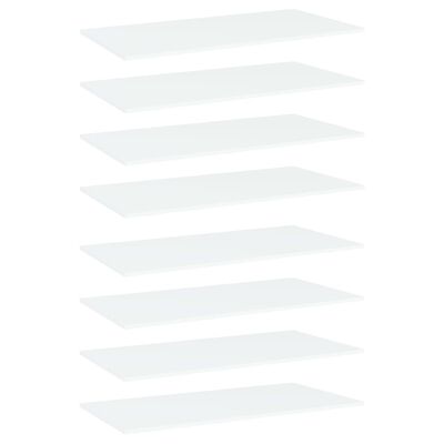vidaXL Knygų lentynos plokštės, 8vnt., baltos, 80x20x1,5cm, MDP