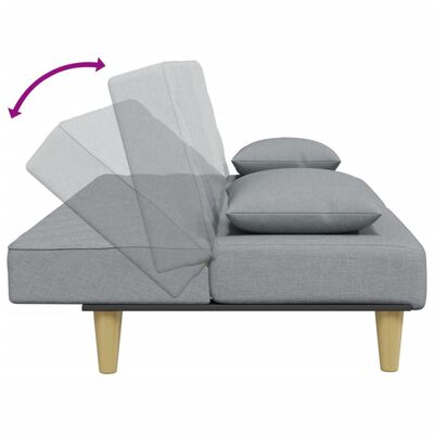 vidaXL Dvivietė sofa-lova su pagalvėmis ir pakoja, pilka, audinys