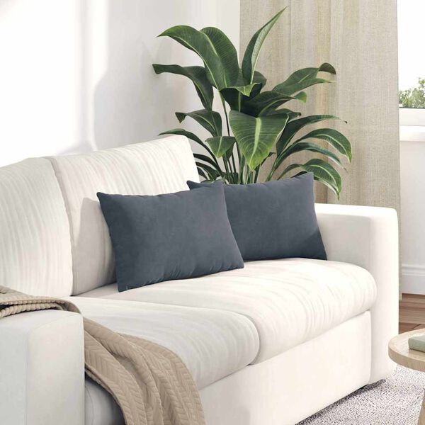 vidaXL Sofa Pagalvės 2 pcs Tamsiai pilka 50 x 30 cm Kordūrinis audinys