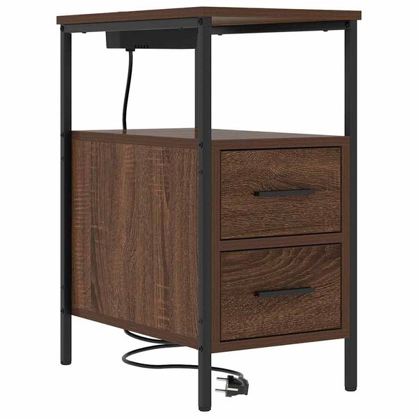 vidaXL &Scaron;alia lovos spintelė su stalčių Rudas ąžuolas 30 x 48 x 61 cm