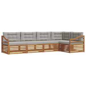 vidaXL Lauko sofos komplektas 5 pcs Natūrali ir &scaron;viesiai pilka