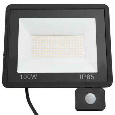 vidaXL LED prožektorius su jutikliu, šiltos baltos spalvos, 100W