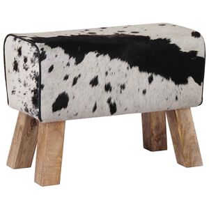 vidaXL suoliukas 60 x 30 x 45 cm Tikra oda Juoda ir Balta
