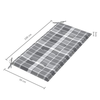 vidaXL Sodo suoliukas su languota pagalvėle, 112cm, tikmedžio masyvas