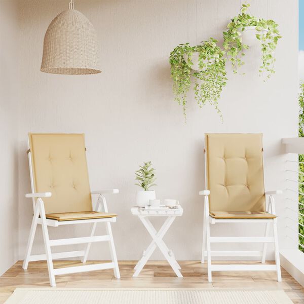 vidaXL Kėdės pagalvėlės, 2vnt., smėlio, 120x50x4cm, audinys