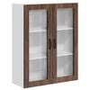 vidaXL Sieninis stiklinis kabinetas LUCCA Ruda ąžuolo 80 x 31 x 100 cm