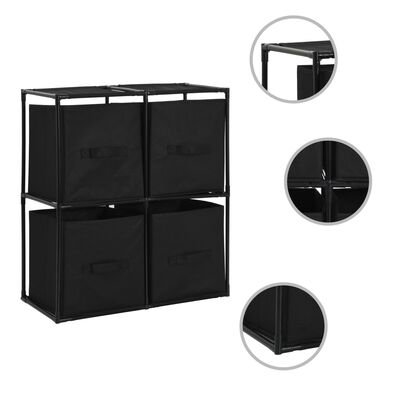 vidaXL Spintelė daiktams su 4 krepšiais, juoda, 63x30x71cm, plienas