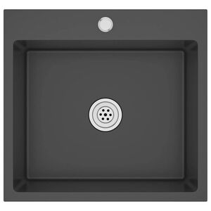 vidaXL Virtuvės plautuvė, juoda, rankų darbo, nerūdijantis plienas