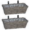 vidaXL Kabantis gėlių krep&scaron;ys su saugykla 2 pcs Pilka 48 x 22 x 15 cm