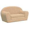 vidaXL Vaiki&scaron;ka dvivietė sofa-lova, kreminės spalvos, mink&scaron;tas pliu&scaron;as