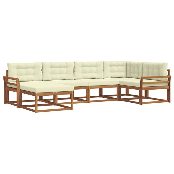 vidaXL Lauko sofos komplektas su pagalve 6 pcs Natūralus ir grietinėlė