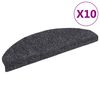vidaXL Laiptų kilimėliai, lipnūs, 10 vnt., 65x21x4 cm, tamsiai pilki, pusapvaliai, dideli