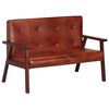 vidaXL Dvivietė sofa, ruda, tikra oda