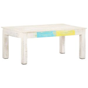 vidaXL Kavos staliukas, baltas, 110x60x45cm, mango medienos masyvas