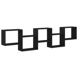 vidaXL Sieninė lentyna, 5 skyrių, juodos spalvos, mediena, kubo formos