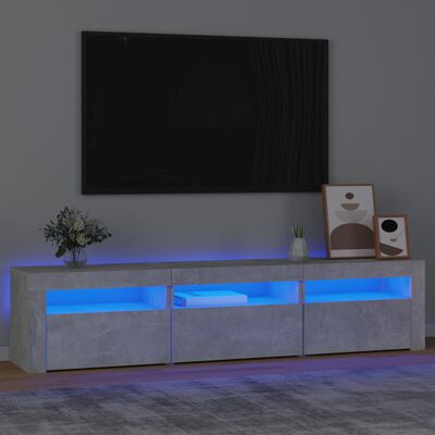 vidaXL TV spintelė su LED apšvietimu, betono pilka, 180x35x40cm