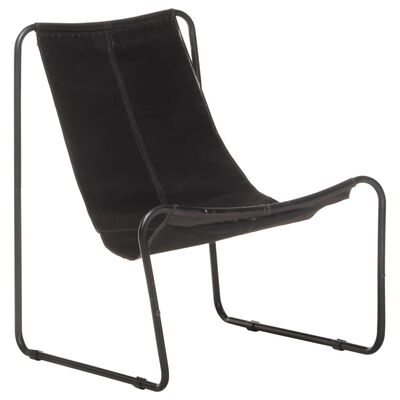 vidaXL Poilsio kėdė, juodos spalvos, tikra oda